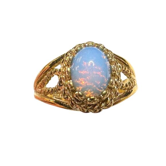 Joseph Esposito Vintage Opal 12 Kt Gold Electroplate Ring Size 6 - Picture 1 of 13